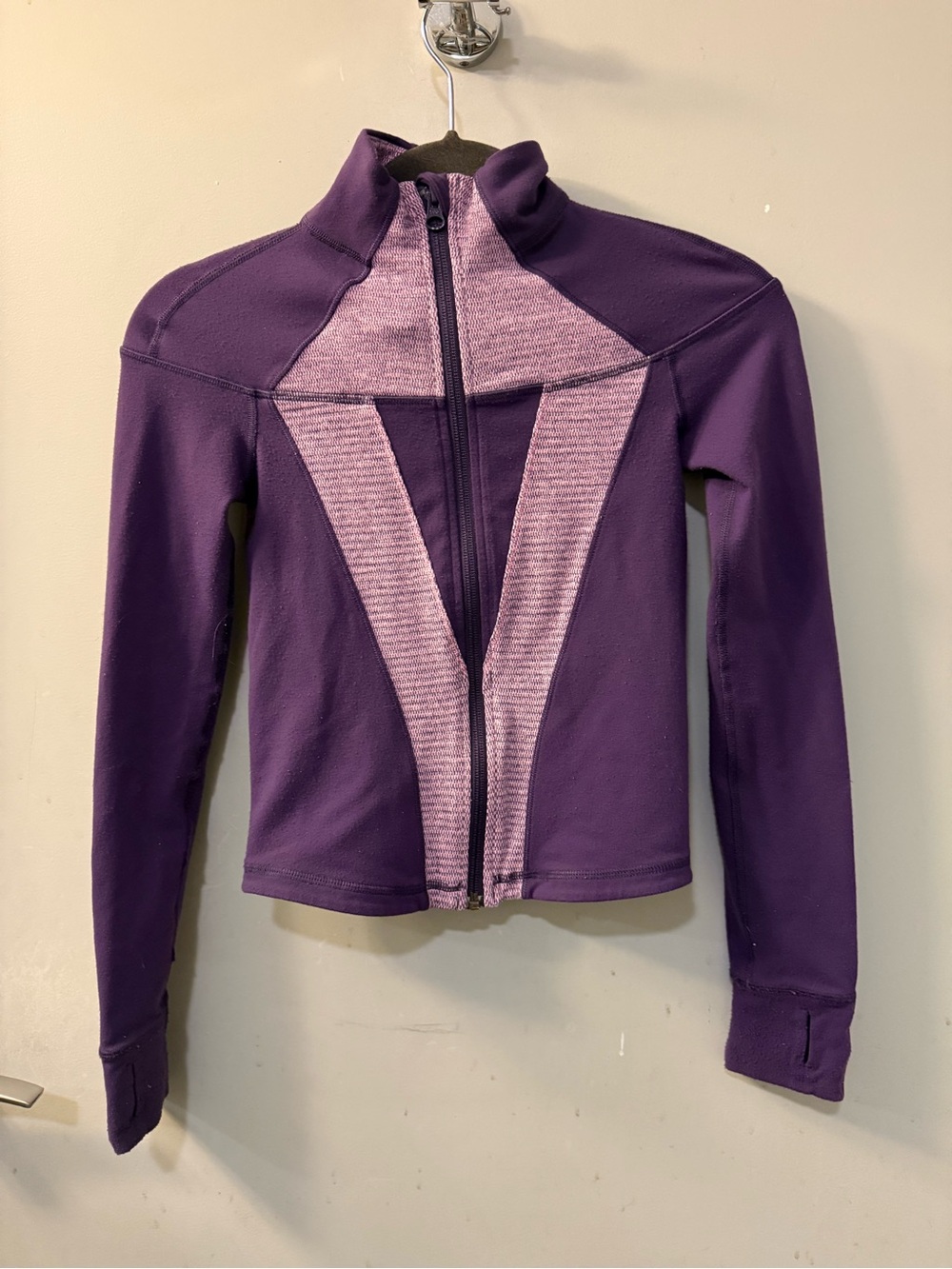 Ivivva Athletica Girls Size 8 Purple Full Zip Athletic Jacket Thumbholes